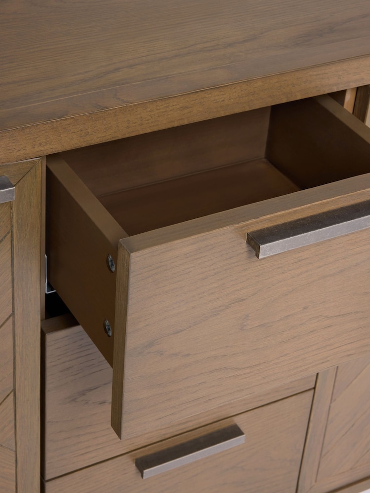 Natural Tetbury Solid Oak and Veneer Space Saving Large Slim Sideboard - Image 12 of 12