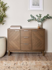 Natural Tetbury Solid Oak and Veneer Space Saving Large Slim Sideboard - Image 2 of 12