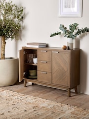 Natural Tetbury Solid Oak and Veneer Space Saving Large Slim Sideboard - Image 4 of 12