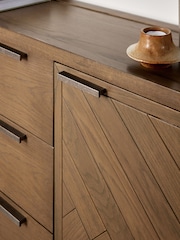 Natural Tetbury Solid Oak and Veneer Space Saving Large Slim Sideboard - Image 5 of 12