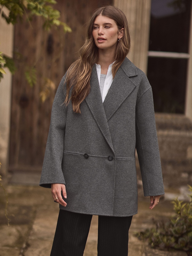 Buy Grey Premium Handsewn Wool Blend Blazer Coat from the Next UK