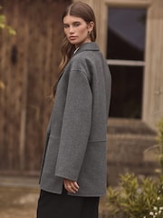 Grey Premium Handsewn Wool Blend Blazer Coat - Image 4 of 7