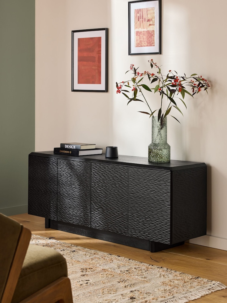 Black Mango Wood Carved Large Sideboard - Image 1 of 10