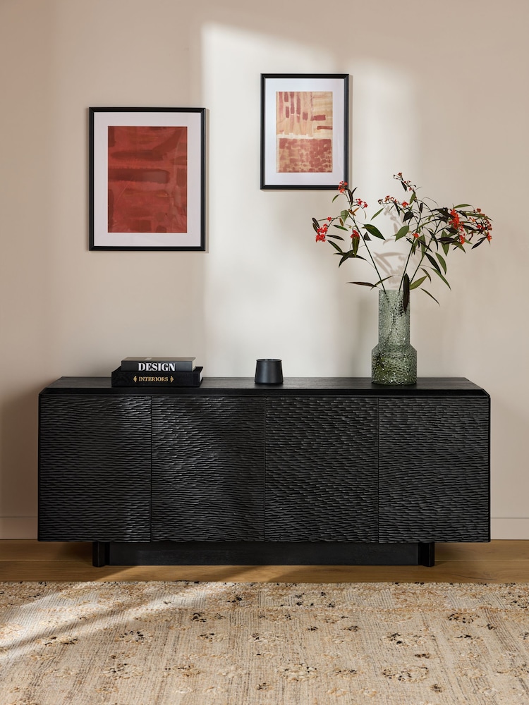 Black Mango Wood Carved Large Sideboard - Image 2 of 10