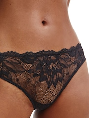 Calvin Klein Black Floral Lace Thong - Image 1 of 3