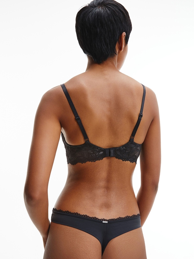 Calvin Klein Black Floral Lace Thong - Image 2 of 3