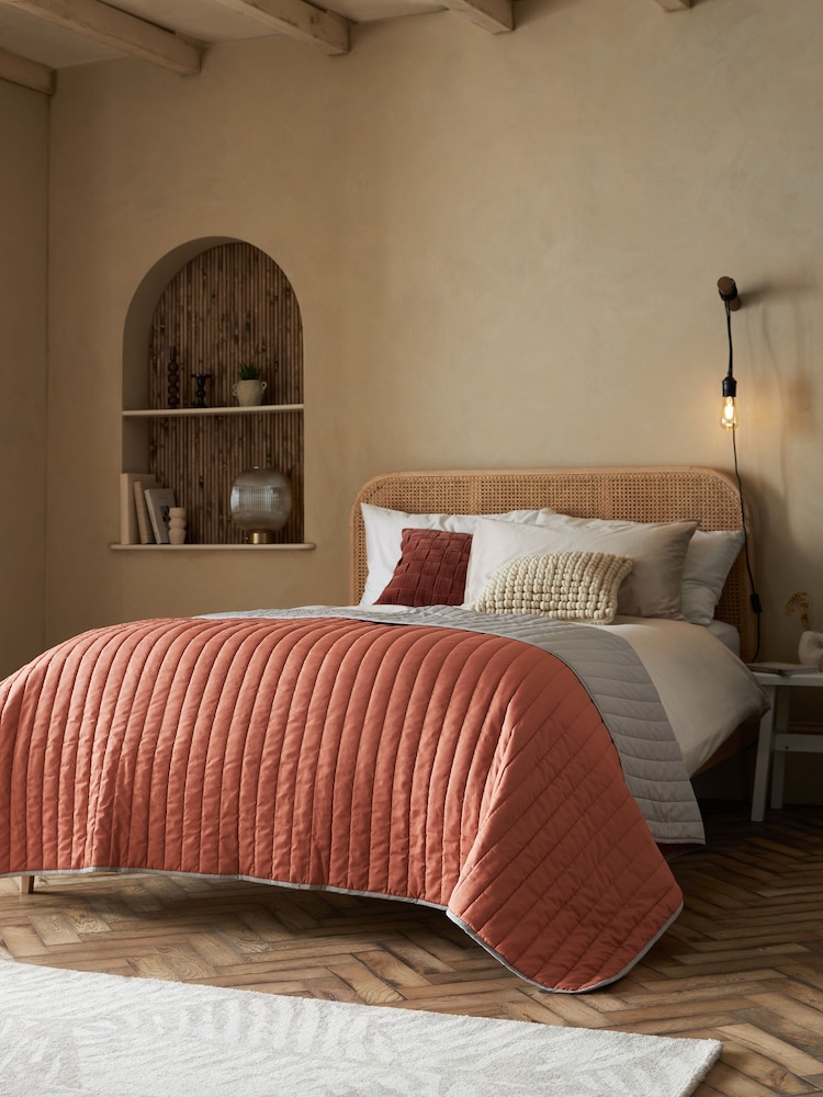 Rust Brown Reversible Cotton Rich Bedspread - Image 1 of 2