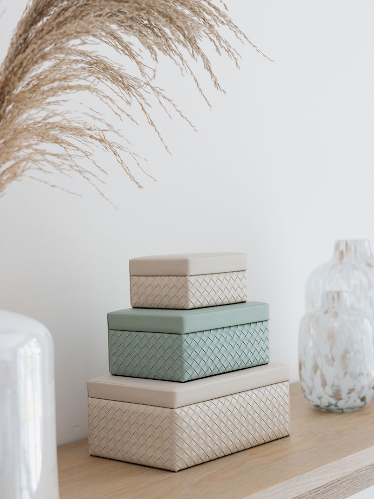 Chapter B Set of 3 Cream Lattice Storage Baskets - Image 1 of 5