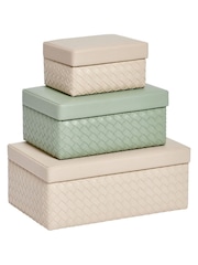 Chapter B Set of 3 Cream Lattice Storage Baskets - Image 4 of 5