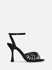 Linzi Black Fleur Heeled Sandals With Flared Stiletto - Image 3 of 6
