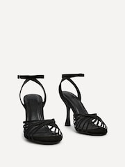 Linzi Black Fleur Heeled Sandals With Flared Stiletto - Image 4 of 6