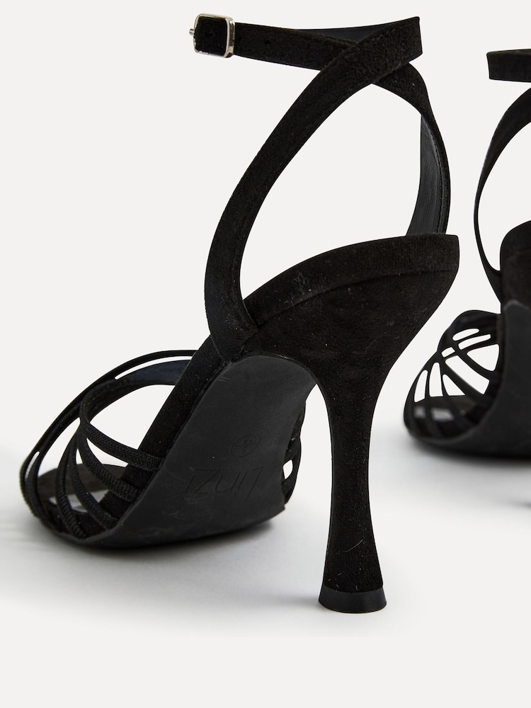 Linzi Black Fleur Heeled Sandals With Flared Stiletto - Image 6 of 6