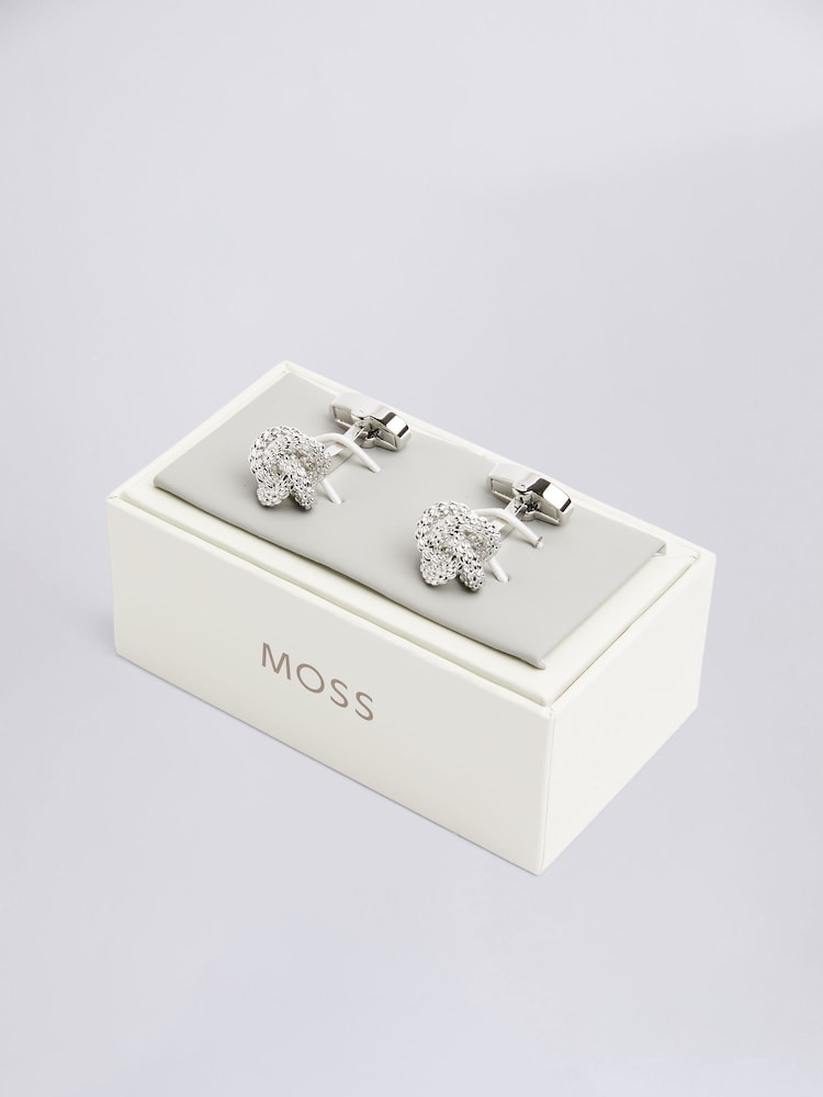MOSS Silver Tone Fancy Knot Cufflinks - Image 2 of 2