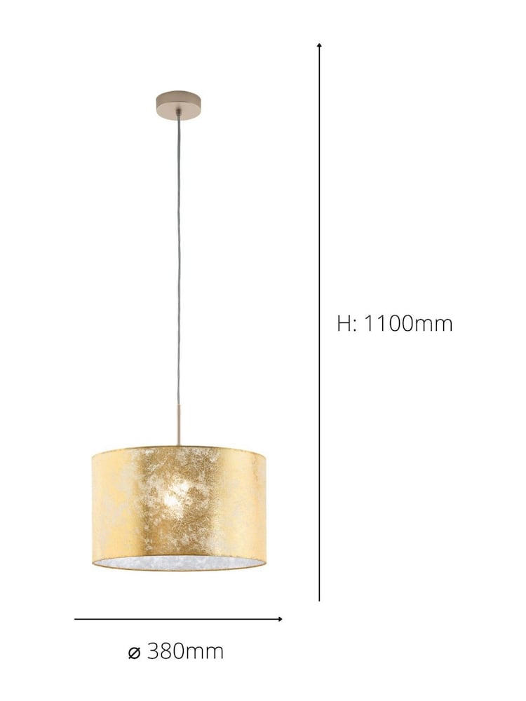 Eglo Gold Viserbella Fabric Ceiling Light Pendant - Image 3 of 3
