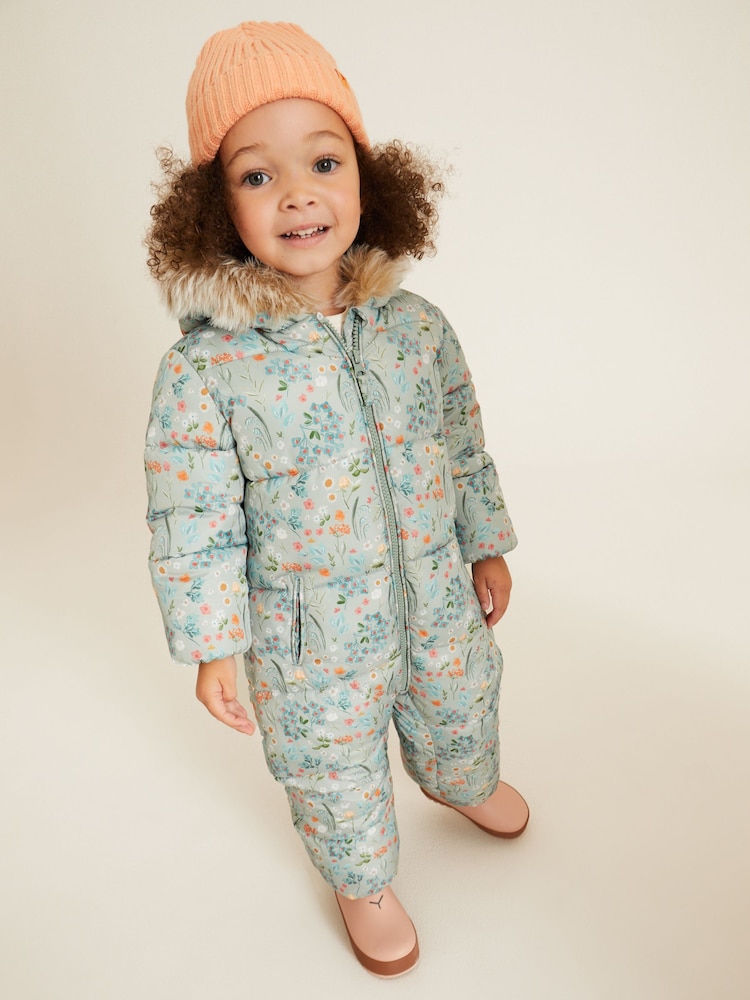 Grün - Spritzwasserfester Schneeanzug mit Blumenmuster (3Monate bis7Jahre) - Bild 1 von 6 Grün - Spritzwasserfester Schneeanzug mit Blumenmuster (3Monate bis7Jahre) - Bild 1 von 6