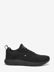 Tommy Hilfiger Black Ribbed Knit Running Trainers - Image 1 of 1