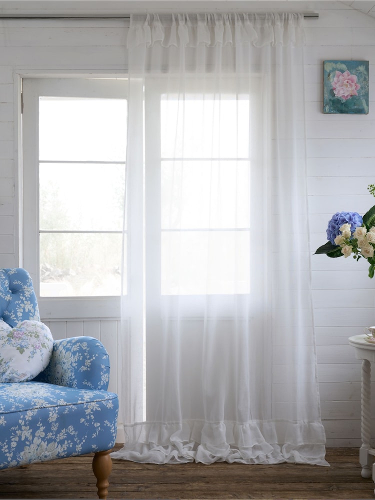 Shabby Chic by Rachel Ashwell® White Sheer Panel Ruffle Voile - Image 1 of 4