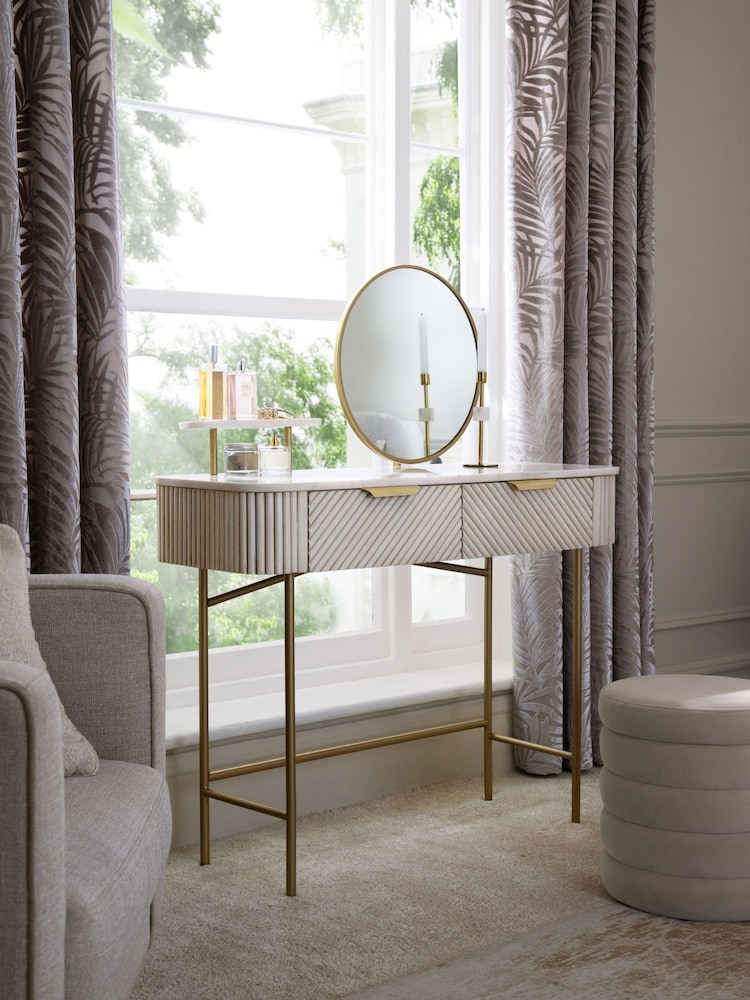 Light Grey Valencia 2 Drawer Solid Mango Wood Dressing Table - Image 1 of 9