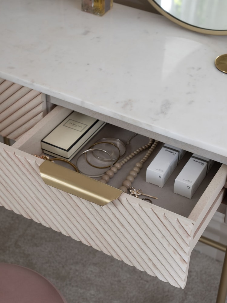 Light Grey Valencia 2 Drawer Solid Mango Wood Dressing Table - Image 2 of 9