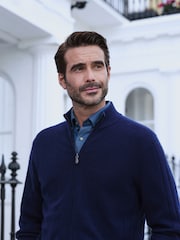Blau - Pure Collection Strickjacke aus Wollmischung mit durchgehendem Reißverschluss und Kaschmir - Bild 2 von 5