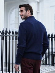 Blau - Pure Collection Strickjacke aus Wollmischung mit durchgehendem Reißverschluss und Kaschmir - Bild 3 von 5