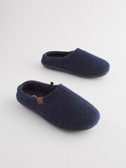 Navy Blue Felt Mule Slippers - Image 1 of 7