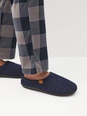 Navy Blue Felt Mule Slippers - Image 2 of 7