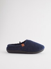 Navy Blue Felt Mule Slippers - Image 3 of 7