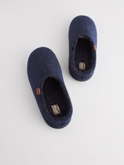 Navy Blue Felt Mule Slippers - Image 4 of 7