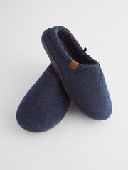 Navy Blue Felt Mule Slippers - Image 5 of 7