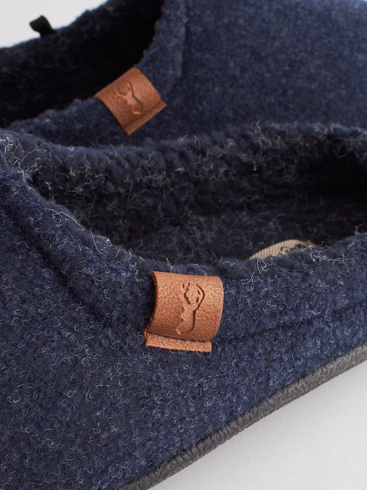 Navy Blue Felt Mule Slippers - Image 7 of 7