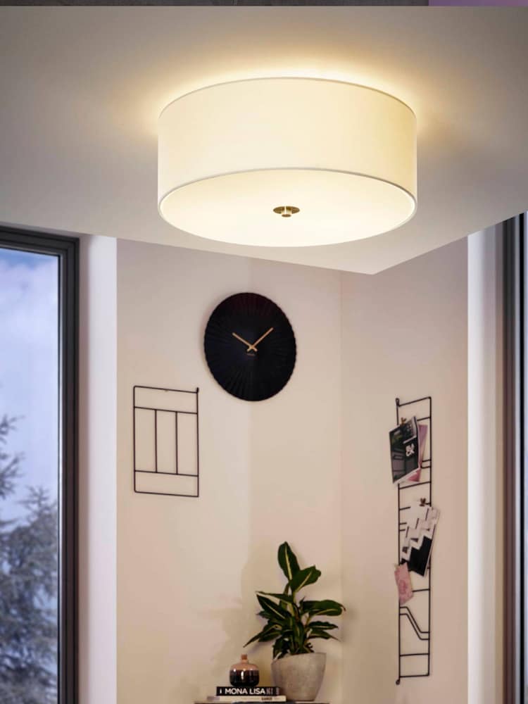 Eglo White Pasteri Fabric Ceiling Light - Image 1 of 4