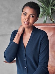 Pure Cashmere V Neck Slim Fitting Long Sleeve Cardigan - Image 6 of 6