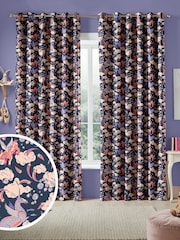 Cath Kidston Navy Blue Kids Unicorn Made To Measure 100% Cotton Curtains - Image 1 of 9