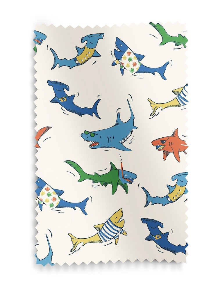 Cath Kidston Cream Kids Summer Sharks Made To Measure 100% Cotton Curtains - Image 9 of 9