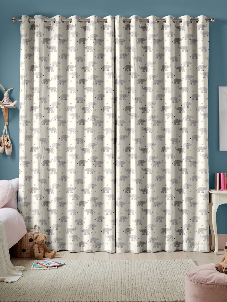 Cath Kidston Cream Kids Elephants Made To Measure 100% Cotton Curtains - Image 2 of 9