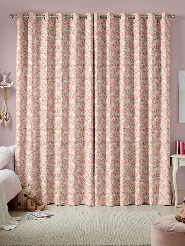 Cath Kidston Blush Kids Jumping Bunnies Made To Measure 100% Cotton Curtains - Image 2 of 9
