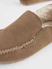 Stone Brown Kickdown Suede Moccasin Slippers - Image 5 of 6