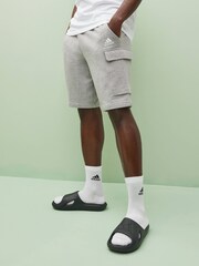 adidas Light Grey 100% Cotton Essentials French Terry Cargo Shorts - Image 1 of 5