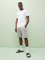 adidas Light Grey 100% Cotton Essentials French Terry Cargo Shorts - Image 2 of 5
