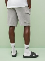 adidas Light Grey 100% Cotton Essentials French Terry Cargo Shorts - Image 3 of 5