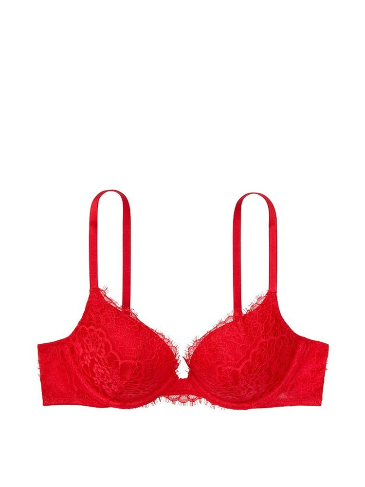 Victoria's Secret Lipstick Red Lace Push Up Bra - Image 2 of 3 Victoria's Secret Lipstick Red Lace Push Up Bra - Image 2 of 3