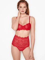 Victoria's Secret Lipstick Red Lace Unlined Balcony Bra - Image 1 of 2