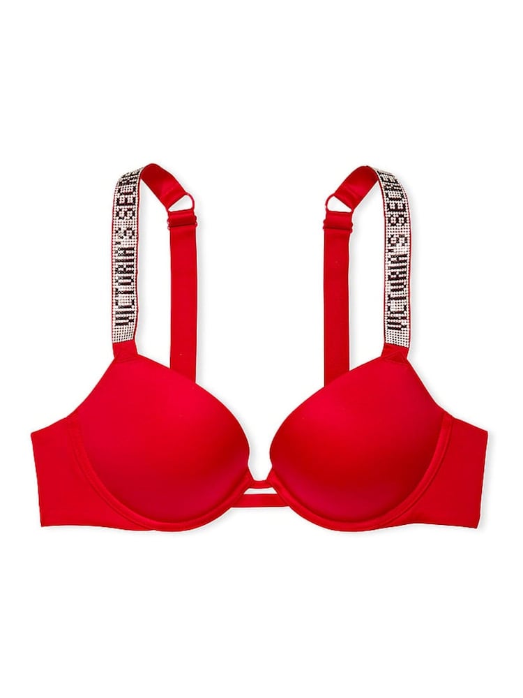 Victoria's Secret Lipstick Red Shine Strap Plunge Push Up Bra - Image 4 of 4
