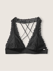 Victoria's Secret PINK Pure Black Lace Strappy Back Halterneck Bralette - Image 4 of 4