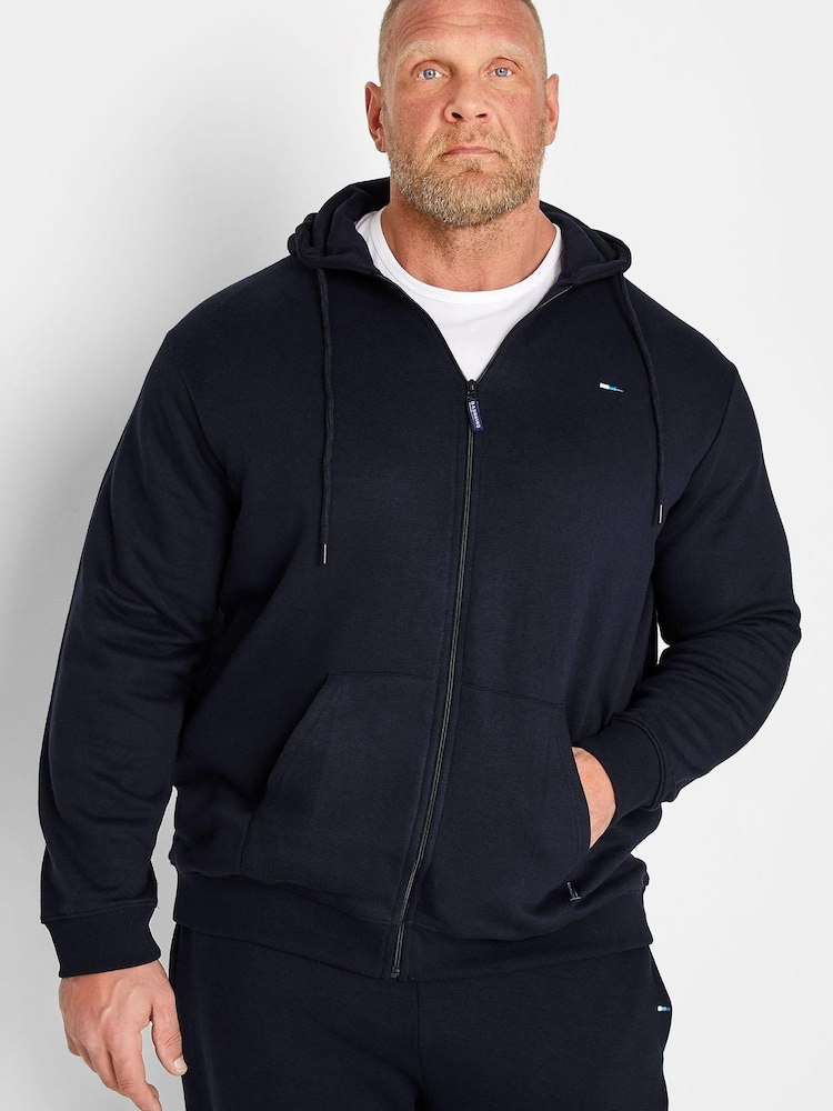 BadRhino Big & Tall Navy Essential Zip Through Hoodie - Image 1 of 4