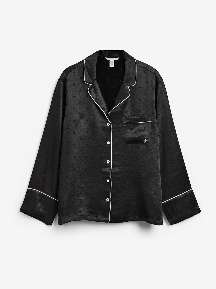 Victoria's Secret Black Dot Satin Long Pyjama Set - Image 2 of 2