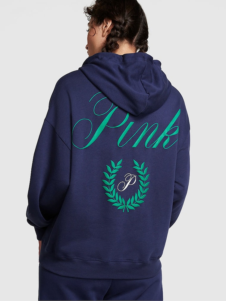 Victoria's Secret PINK Midnight Navy Blue Fleece Oversized Hoodie - Image 2 of 4 Victoria's Secret PINK Midnight Navy Blue Fleece Oversized Hoodie - Image 2 of 4