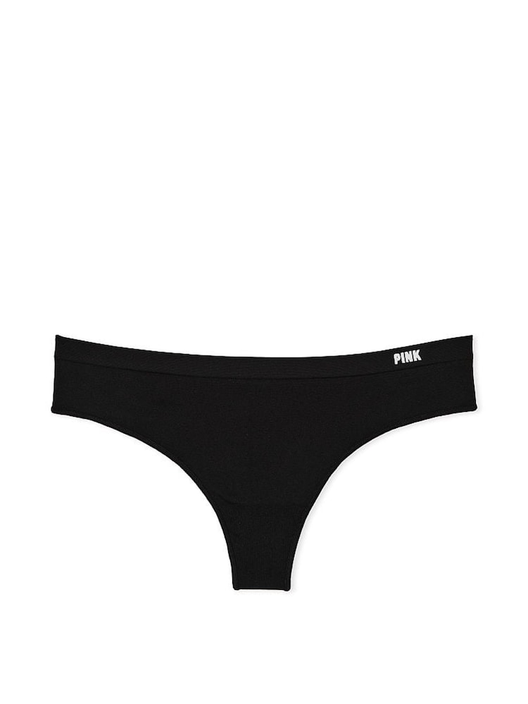 Victoria's Secret PINK Pure Black Thong Seamless Knickers - Image 3 of 3