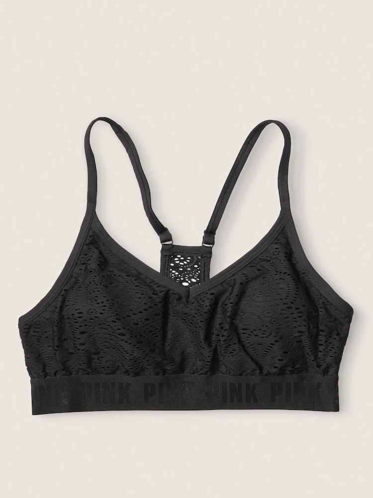 Victoria's Secret PINK Pure Black Sport Lace Lightly Lined Low Impact Sports Bra - Image 2 of 2